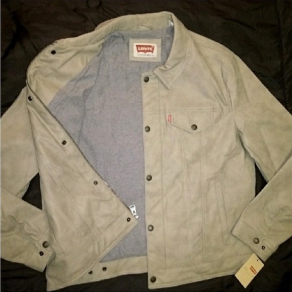 Levi's Men's Smooth faux-leather Track Jacket Sz L